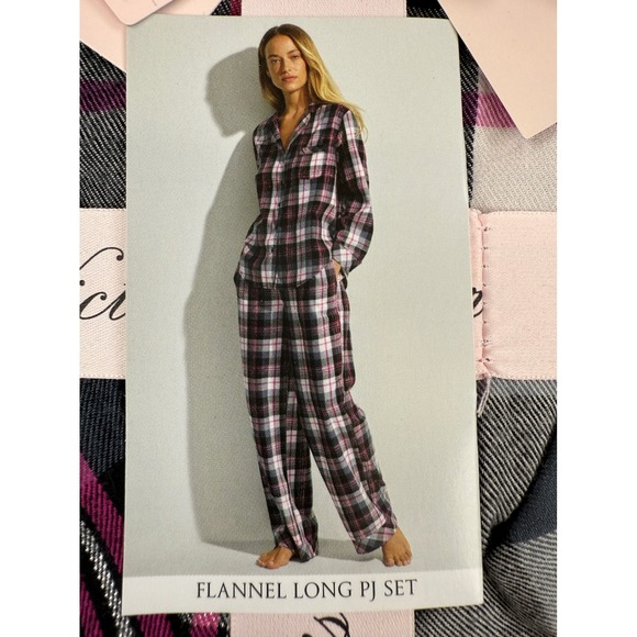 Victoria's Secret Flannel Pajama Set XL‎ Extra Large Plaid Scrunchie NWT - Picture 3 of 6